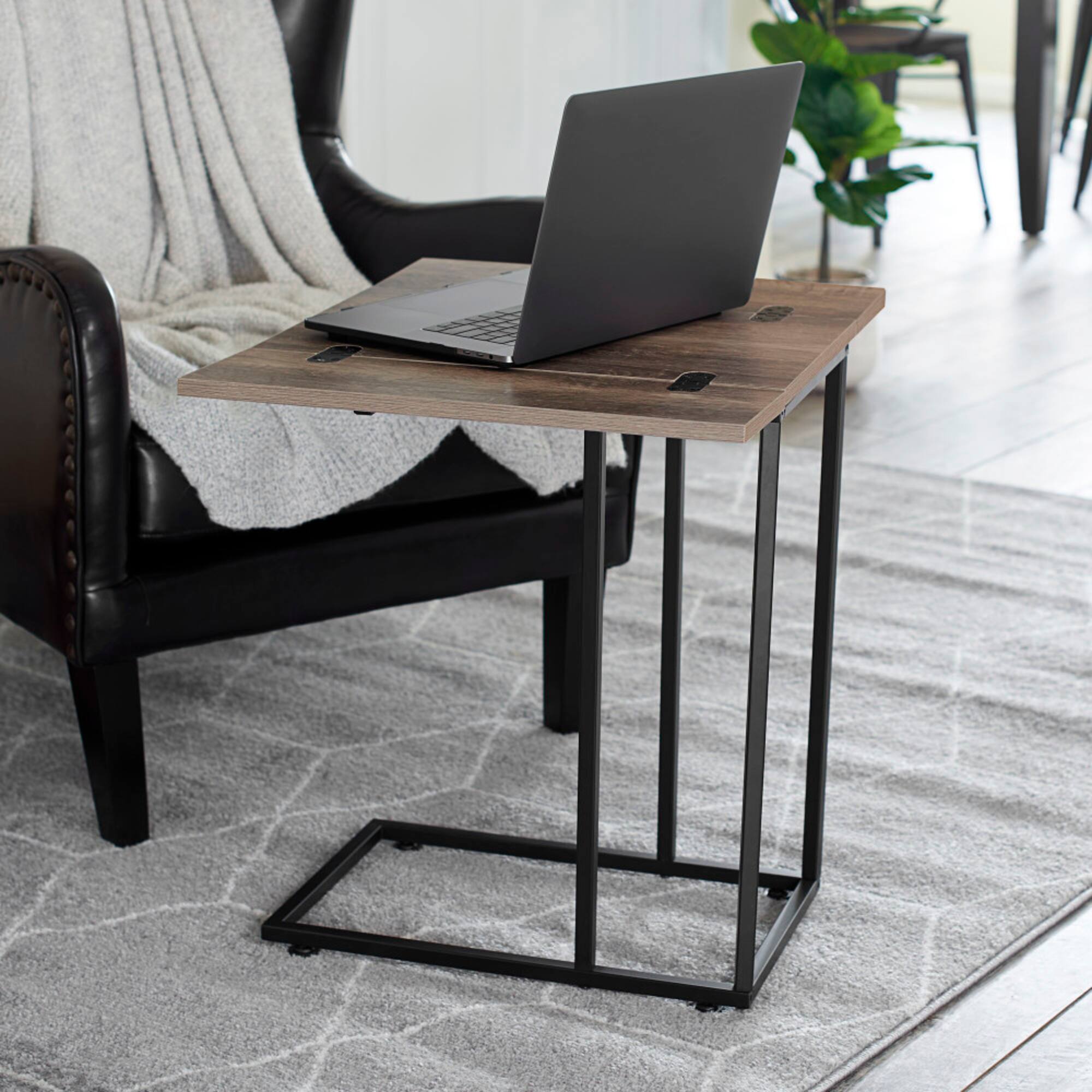 Household Essentials Jamestown Extendable C-Shaped End Table